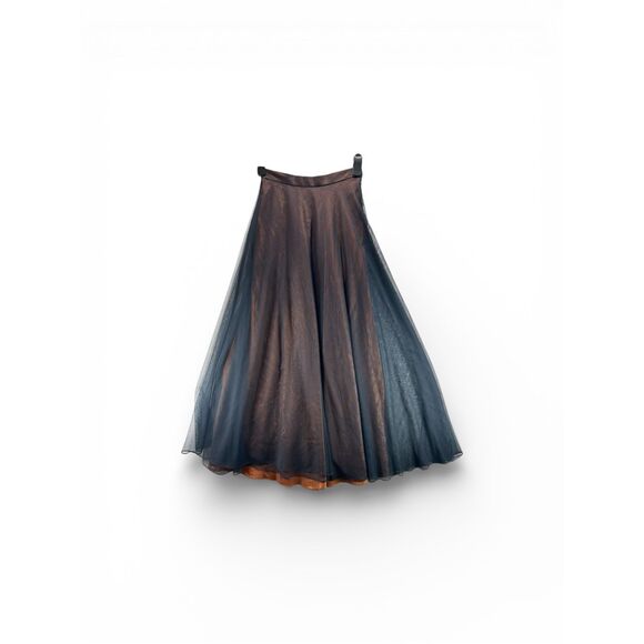 Adrianna Papell Tulle Maxi Skirt Copper Black Evening Goth Formal Size 8 - Picture 3 of 15